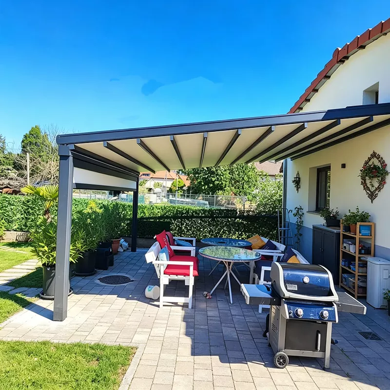 Wall Mounted Pergola with Retractable Roof